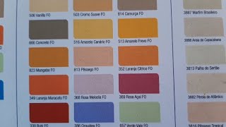 Tabela,cartalago de cores tintas Latex Coral, Rende muito e coralar,Linha econômica e standard.