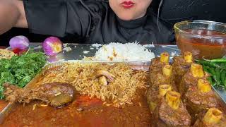 ASMR EATING SPICY MUTTON CURRY,MUTTON KOFTA CURRY,EGGS CURRY,CHICKEN CURRY,WHITE RICE *FOOD*