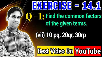 Find the common factors of the given terms (vii) 10pq,20qr,30rp | class 8 maths ch-14 ex-14.1 q1vii