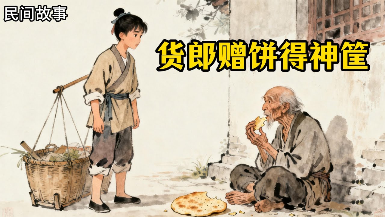 小貨郎將最後一塊餅給了垂死的老丐，老丐送他一個破筐。他沒想到，這筐竟能自動生出貨物，直到一天，筐里出現了一張前朝藏寶圖……   #故事会 #故事頻道 #故事分享