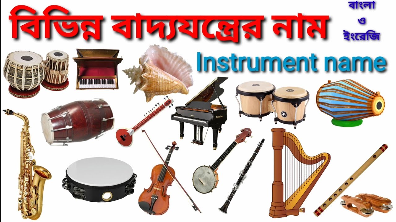 বিভিন্ন বাদ্যযন্ত্রের নাম বাংলা ও ইংরেজিতে / Music Instrument Name in Bengali and English