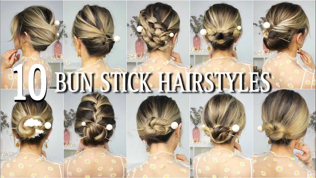 Easy Hairstyle With Bun Stick / High Bun Hairstyle For Medium To Long Hair  - YouTube