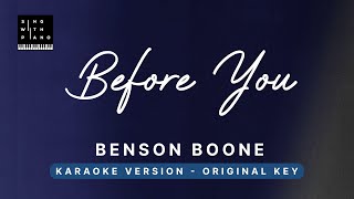 Before You - Benson Boone (Original Key Karaoke) - Piano Instrumental Cover with Lyrics \& Tutorial