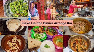 Tasty Dinner Banaya"Bhare we Karele Keema - Dahi wali fry Mirch-Daal Chawal - Recipe❤️