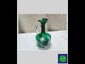 Vintage Green Mary Gregory Blown Glass Long Neck Pitcher w/Handle Girl