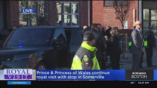 Crowd waits hours for brief glimpse of Prince and Princess of Wales in Somerville.