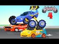 Brave police car flash chasing monster truck  funny cartoon for children  wheelcity