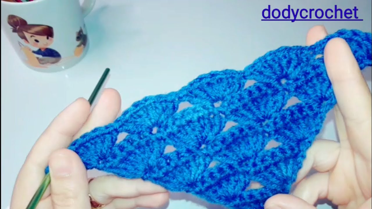كروشيه شال مثلث سهل جدا  crochet shawl