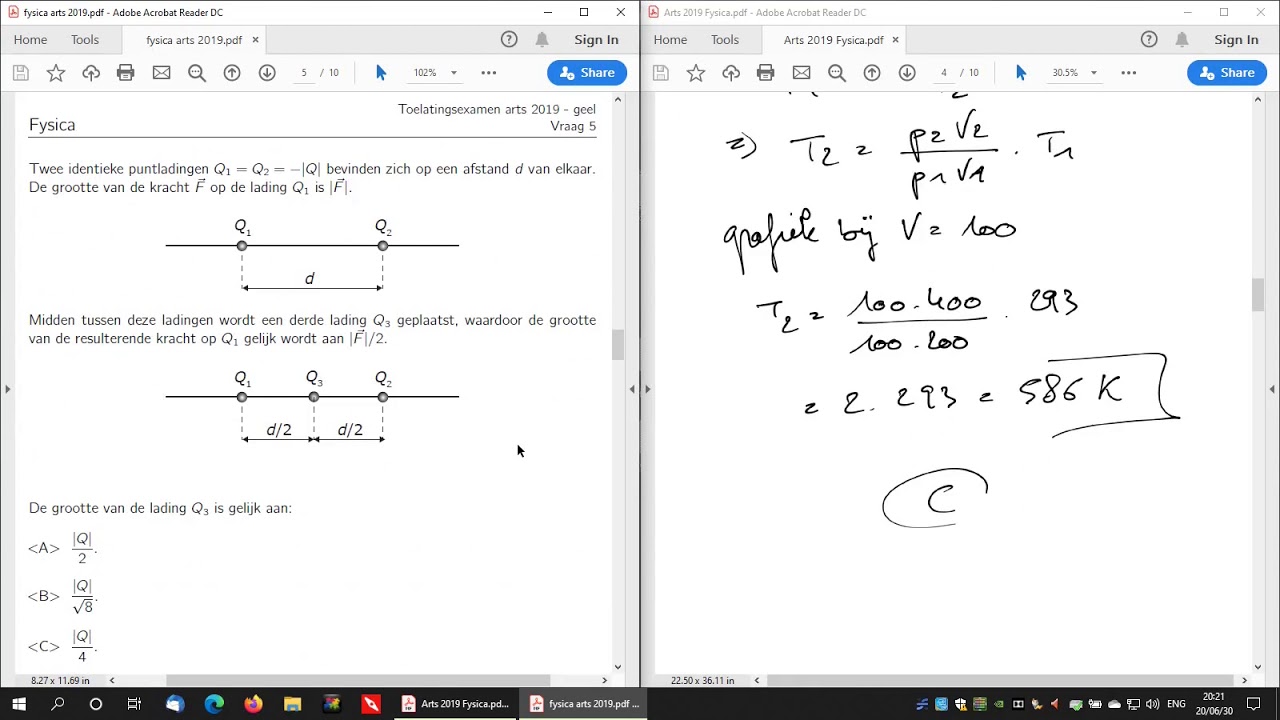 Toelatingsexamen Arts 2019 Fysica