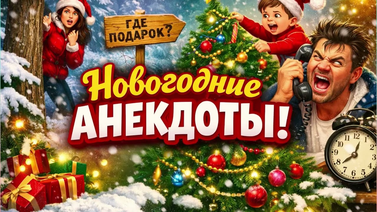 Смешные новогодние анекдоты🎄Как Жена подарок искала😂 Юмор для хорошего настроения! Сборник!