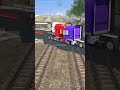 A articulated truck gets stuck on train tracks, overtaken by a high-speed train. #railways #train