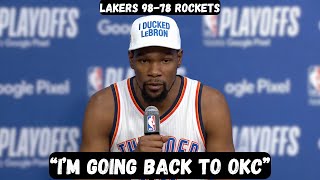 Kevin Durant ANNOUNCES he is going back to OKC after 1st round exit - Lakers vs Rockets  