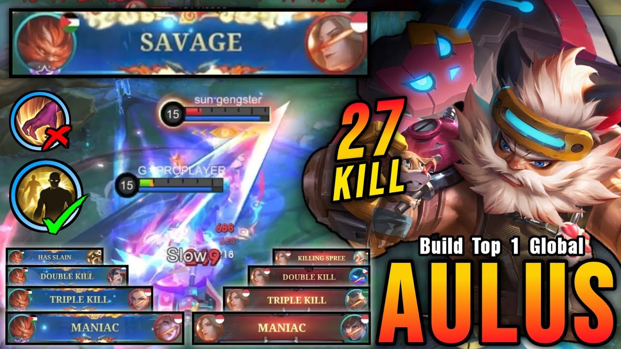 Aulus 27 Kills + SAVAGE & MANIAC!! Super Intense Battle!! - Build Top 1 Global Aulus ~ MLBB
