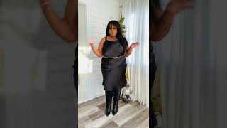 Target Style Series Black Satin Slip Dress Size 20 Try On