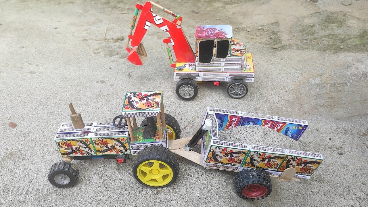 How to make JCB at Home from Matchbox | DIY JCB Backhoe Loader | Mini JCB Science Project