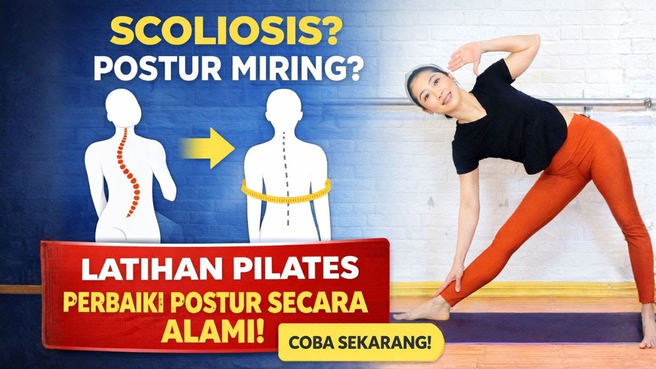 LATIHAN PILATES UNTUK PERBAIKAN POSTUR SECARA ALAMI | UNTUK SCOLIOSIS / POSTUR MIRING