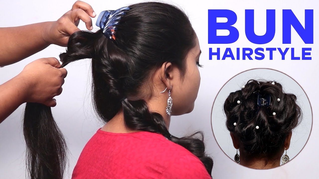 New Bun Hairstyle With Clutcher | Easy Everyday Girls Hairstyle ...