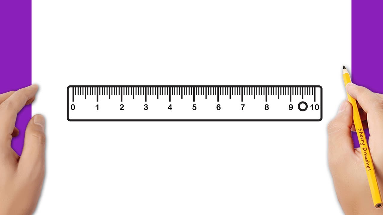 How to draw ruler, Drawing ruler for kids step by step