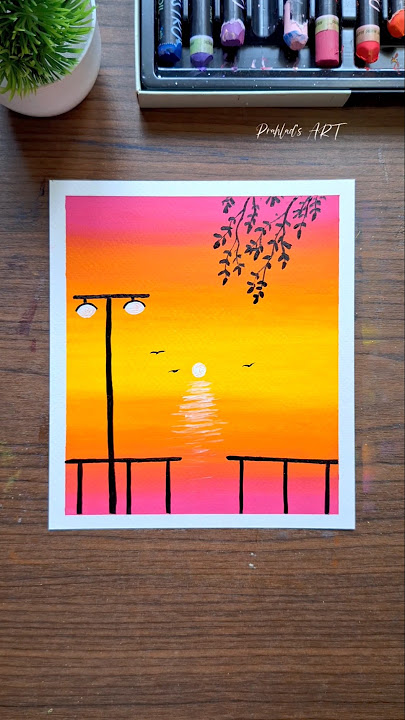 ✨ Beautiful Sunset Scenery Drawing | Easy Oil Pastel Art ✨  #art #drawing  #oilpastel  #sunset