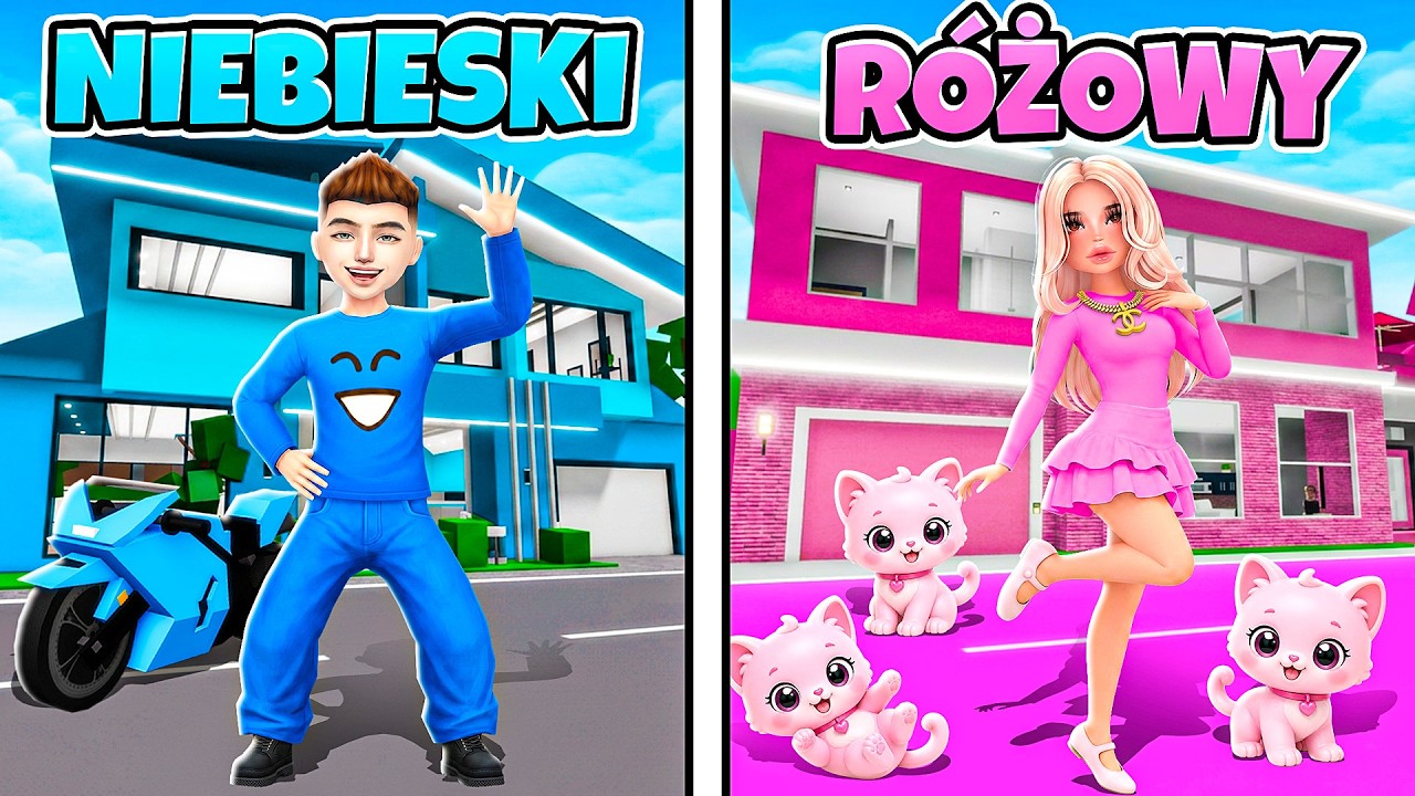 TYLKO KOLOR NIEBIESKI vs RÓŻOWY REALISTYCZNY na BROOKHAVEN w Roblox!