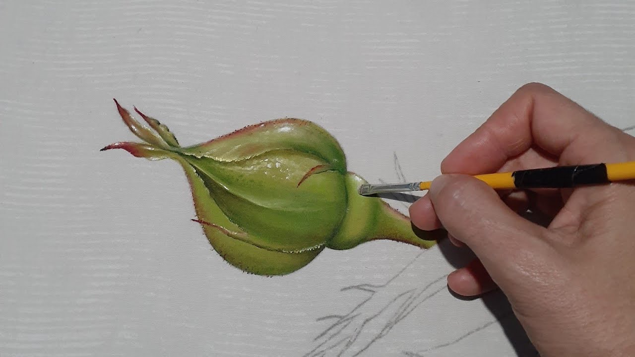 Como pintar um botão de rosa totalmente fechado