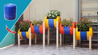 You will Love it! Recycling Plastic Barrels into Tier Flower Pots for Garden