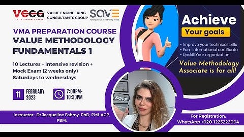 VMA Value Methodology Associate Preparation course - VMF1 ( Value Engineering Course ) Fundamentals1