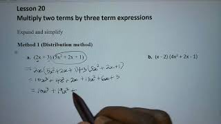 Algebraic Expressions Lesson 20 Method 1(2x + 3) (5x2 + 2x + 1)