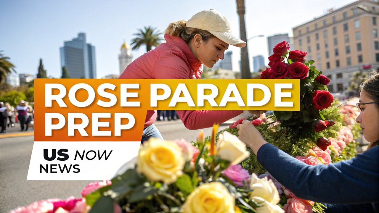 Volunteers Decorate Rose Parade Floats in Pasadena Ahead of New Year
