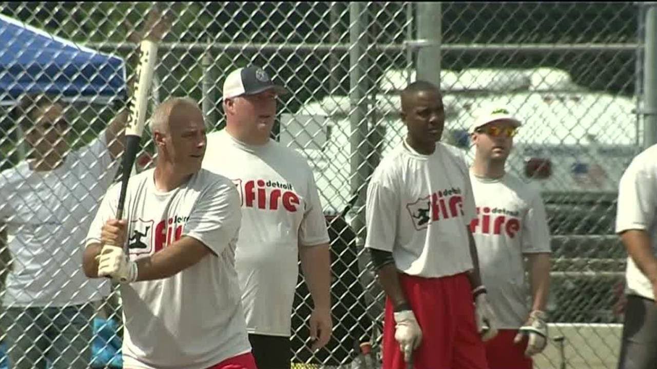 Detroit police, firefighters compete in softball tournament