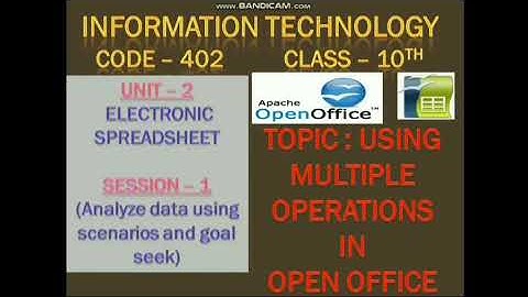 I.T code-402 Unit-2 Electronic Spreadsheet Topic: Multiple Operations in Open Office|Class-10th