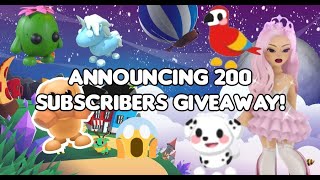 Announcing the Winner of the 300th Susbscriber Giveaway in adopt!me bty I used the 200 sub thumbnail