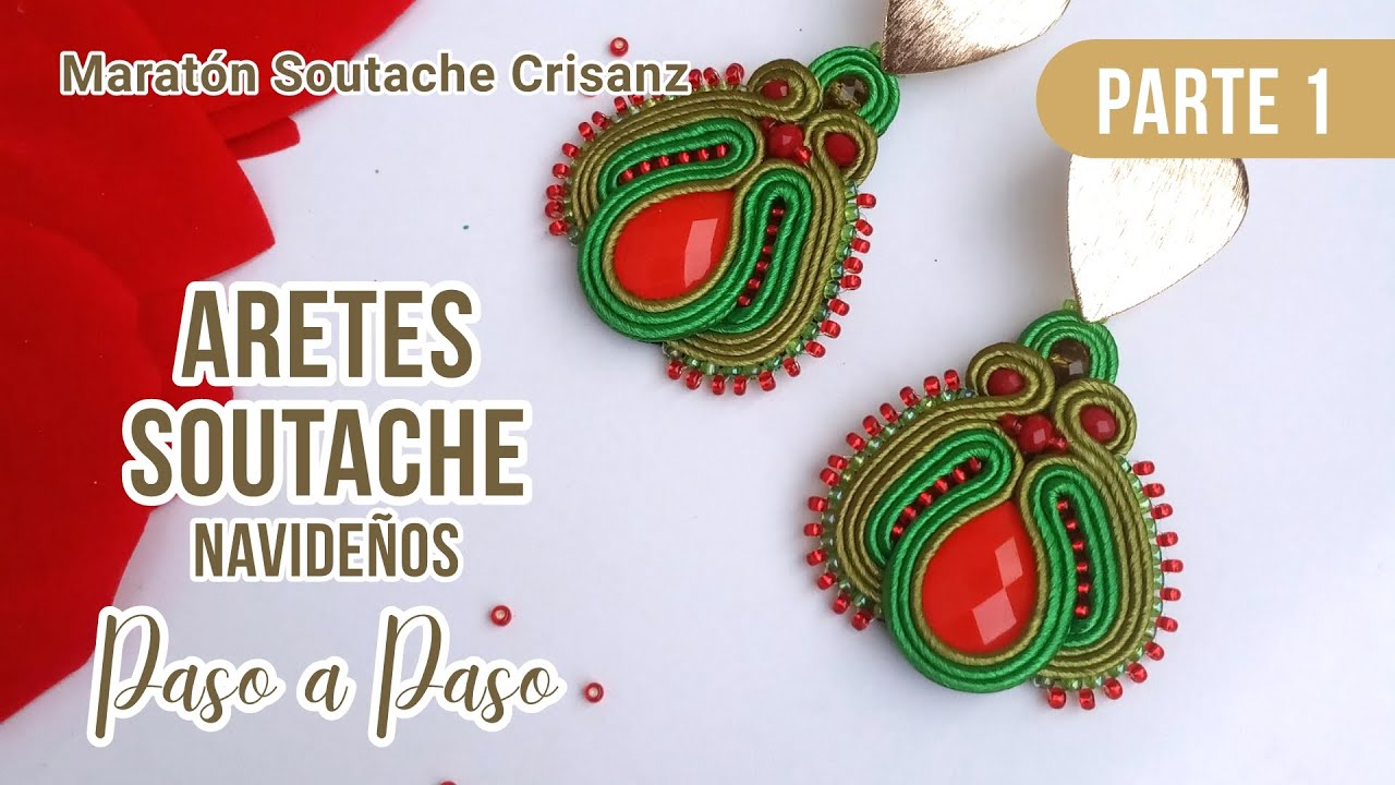 Como hacer ARETES SOUTACHE NAVIDEÑOS TUTORIAL Paso a Paso | Maratón Soutache #TutorialSoutache