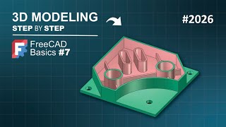 FreeCAD 1.1 Basics: Exercise 7 - Sketcher toggle construction, offset & PartDesign mirror