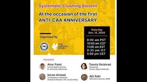 Webinar: Systematic Crushing Dissent | Foundation The London Story | IAMC