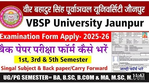 Vbspu Carry Farward/Back Paper Ka Examination Form Kaise Bhare?#vbspuuniversity Full Video ⭐👈