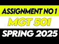 MGT501 Assignment 1 Solution 2025 | MGT501 Assignment Solution 1 Solution Spring 2025