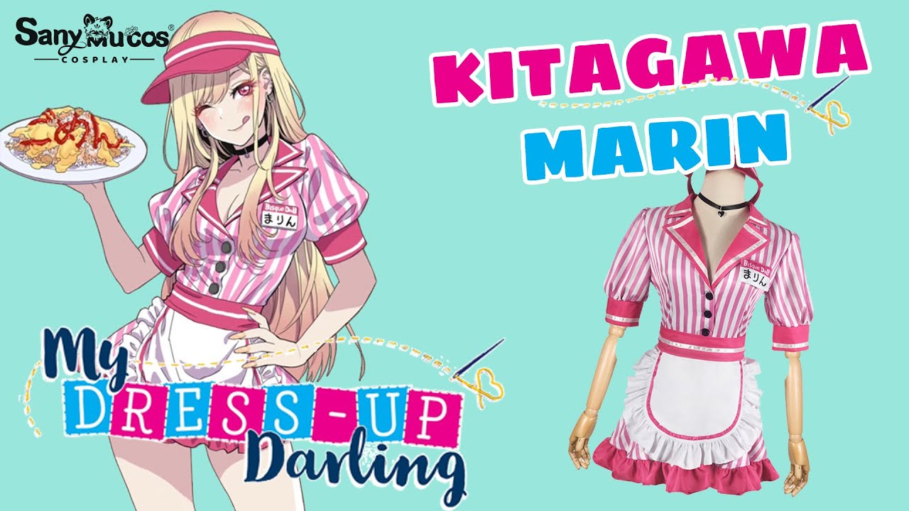 【SanyMuCos】My Dress-Up Darling Waitress Marin Kitagawa Cosplay Costume Plus Size Detail Show