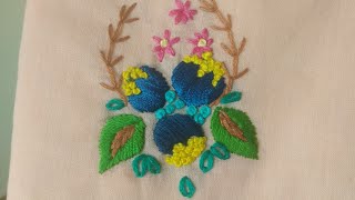 Easy flower hand embroidery pattern for beginners:DIY 3d flower design for kurti/dress/kameez/Blouse