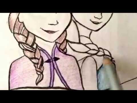 coloring elsa and anna  youtube