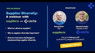 Supplier Diversity Webinar hosted by Certa and supplier.io - Feb 24, 2022