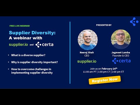 Supplier Diversity Webinar hosted by Certa and supplier.io - Feb 24, 2022