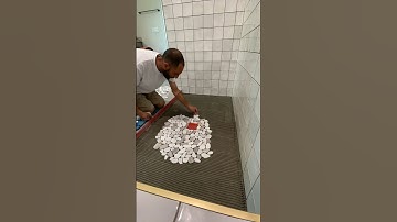 Shower mosaic pebbles🔥 Full video on channel #diy #howto #tiles #shower #timelapse  #pebbles