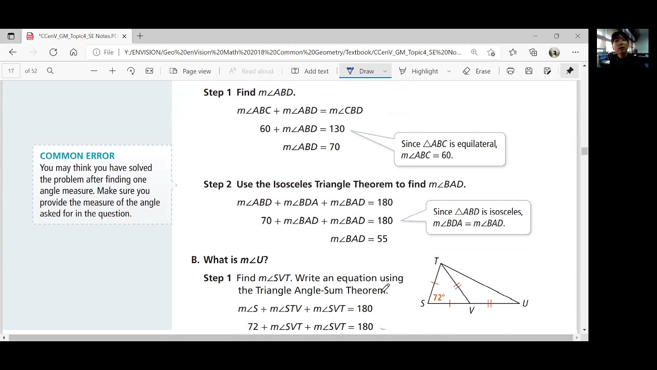 EnVision Geometry 4-2: Isosceles and Equilateral Triangles Part 2 - YouTube
