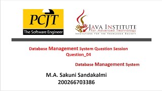 Question Set 04 | Database Management System