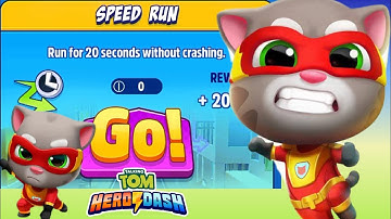 Super Tom Speed Run| Mission 20 Second without Crashing|Talking Tom Hero Dash Gameplay