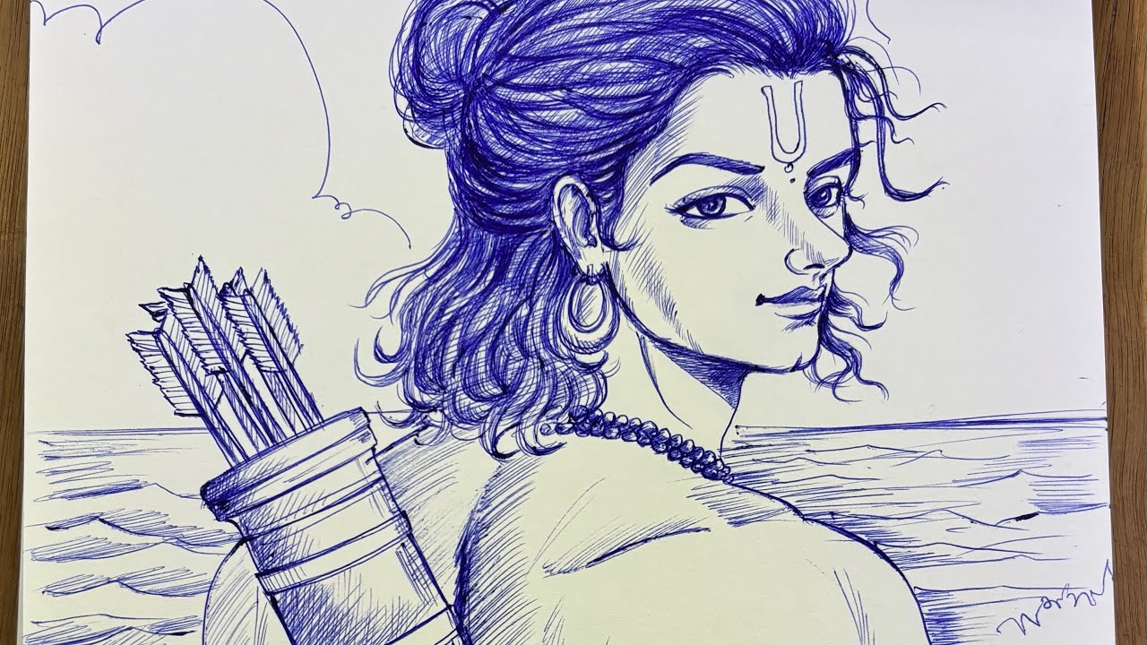 Jay sri Ram | pen sketch of Ram 
