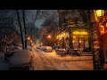 Cozy Jazz Playlist ☕ Vintage Outdoor Café on a Snowy Winter Night | Smooth Jazz for Soothe Your Mind