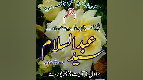 لفظي ترجمه سورة القلم أول نه آيت 33 شيخ القرآن علامة سيد عبدالسلام رستمي رحمه اللّٰه تعالىٰ