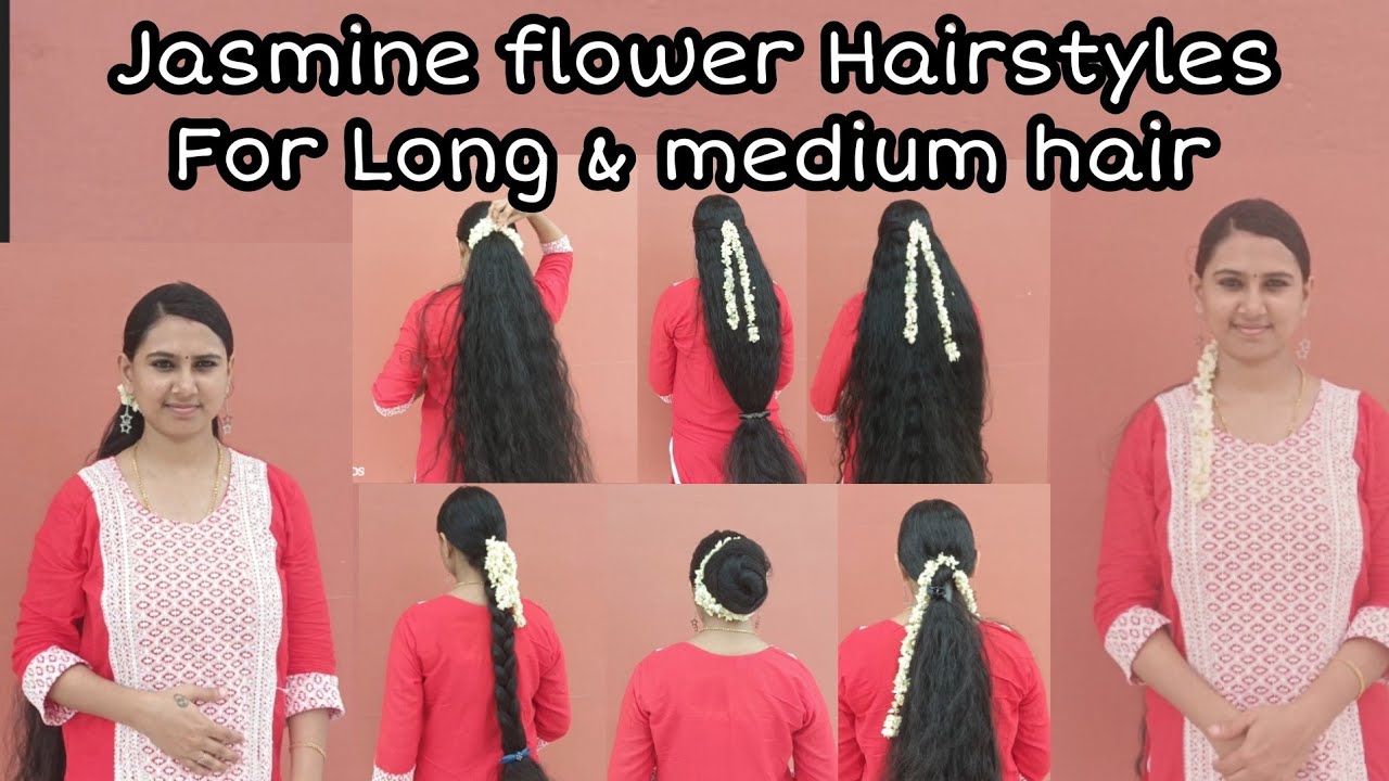 Simple hairstyles for long & medium hair with Jasmine flower